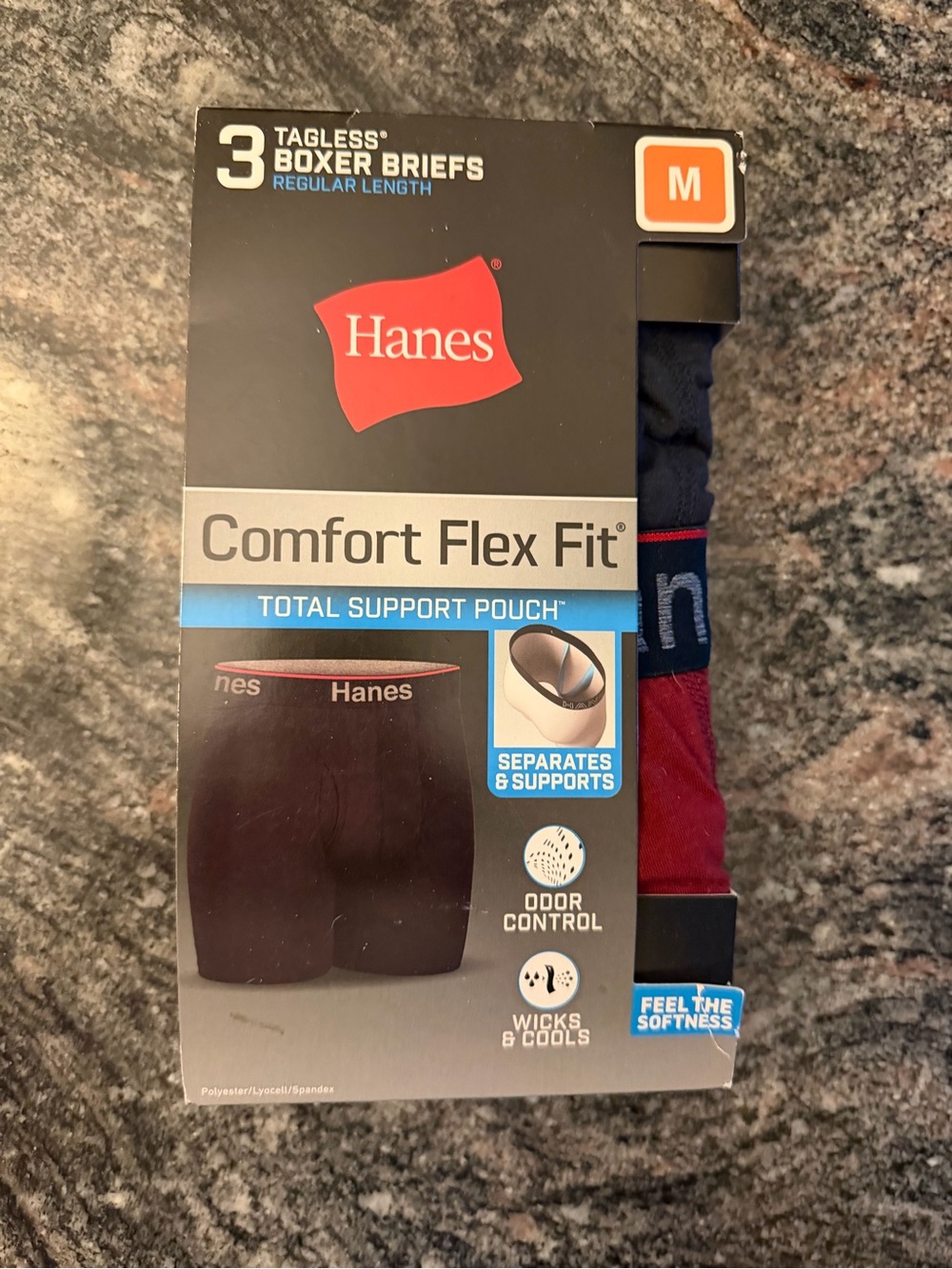 Hanes Comfort Flex Fit Boxer Briefs - Black & Red (3-Pack)